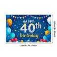 thumbnail image 1 of Blue Background Birthday Banner with Balloons Stars 40th Happy Birthday Backdrop Party Supplies Photography Props Decors for Photo Booth Celebrations Event Decorations, 1 of 7