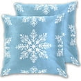 thumbnail image 1 of Blue Background Christmas Snowflakes Throw Pillow Covers Pillowcases 20 x 20 Inch Home Decor 2 Packs for Bedroom Sofa, 1 of 6