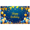 thumbnail image 1 of Blue Background Happy Birthday Banner with Balloon Star and Firework Elements Party Decoration Photography Props for Birthday Party Celebration Event Decor Backdrop, 1 of 7