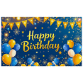 thumbnail image 1 of Blue Background Happy Birthday Banner with Balloon Star and Firework Elements Party Decoration Photography Props for Birthday Party Celebration Event Decor Backdrop, 1 of 7