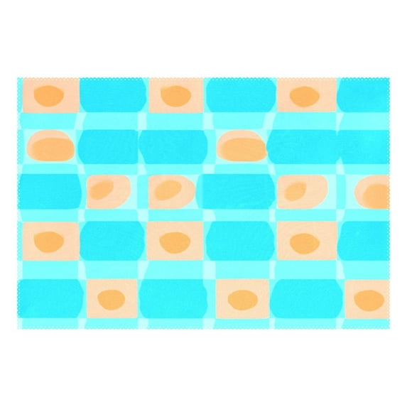 Blue Background Squares Pattern 12x18in Heat-Resistant Non-Slip Place Mat, Durable and Wrinkle-Resistant