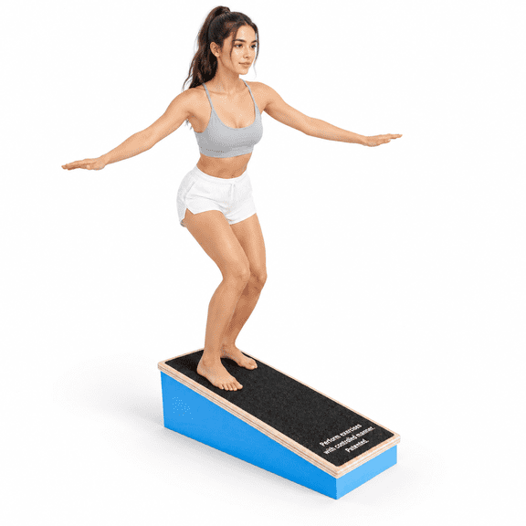 Blue Balance Board Slant Wobble Wedge for Ankle Strength, Stability, and Injury