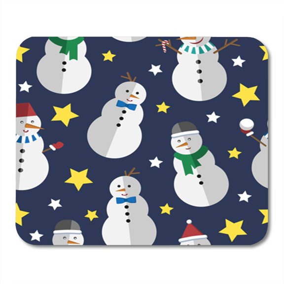 Blue Ball Bright Snowman and Stars Colorful Candy Cartoon Mousepad Mouse Pad Mouse Mat 9x10 inch