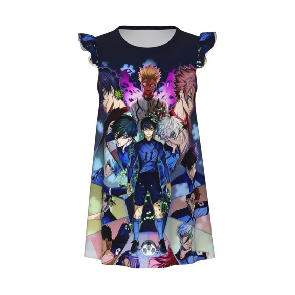 Blue Ball Loc-,K Nightgown Princess Pajama Dresses For Sleepwear Nightie