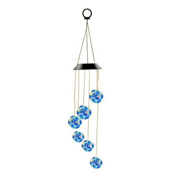 Blue Ball String Lights Solar Powered Wind Chime Lights Waterproof Outdoor Decoration Garden Party Lighting Decorative Fairy Lights Romantic Backyard Patio Lighting Weatherproof Led Light