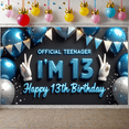 thumbnail image 1 of Blue Balloon Birthday Banner Happy 13th Birthday Decorative Design Star Pattern for Teen Party Event Indoor Decoration, 1 of 3