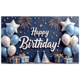 thumbnail image 1 of Blue Balloon Happy Birthday Banner Glitter Star Party Backdrop Gift for Birthday Celebration Kids Event Indoor, 1 of 8