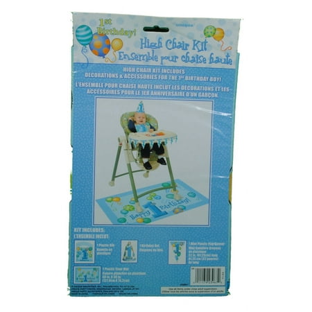 Blue Balloons 1st Birthday High Chair Decorations Kit, 4pc