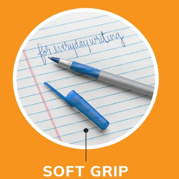 Blue Ballpoint Pens, Medium Point (1.2mm), 12-Count Pack, Excellent Writing Pens With Soft Grip for Superb Comfort and Control