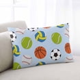 thumbnail image 1 of Blue Balls Throw Pillow Covers, Baseball Tennis Basketball Football Soft Breathable Pillow Cases with Invisible Zipper for Sleeping, King Size Pillowcases for Couch Bed Sofa Chair 20x36 Inches, 1 of 9