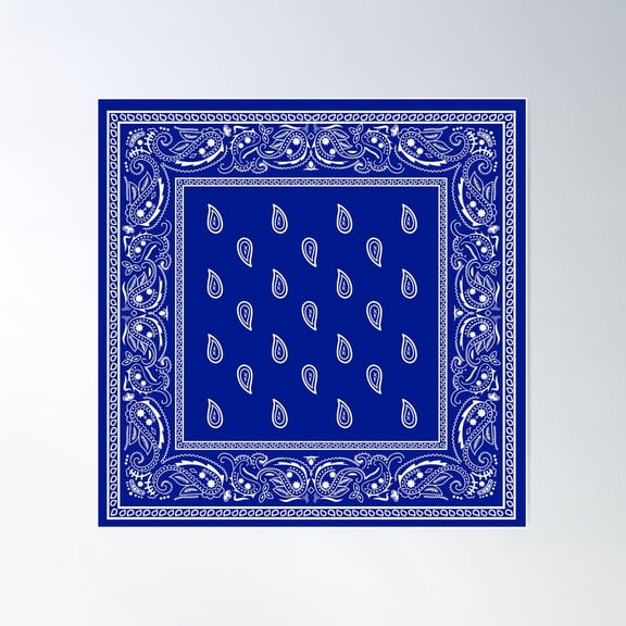 Blue Bandana Poster Wall Art, Modern Wall Decor For Living Room Bedroom, 24x24 UNFRAMED