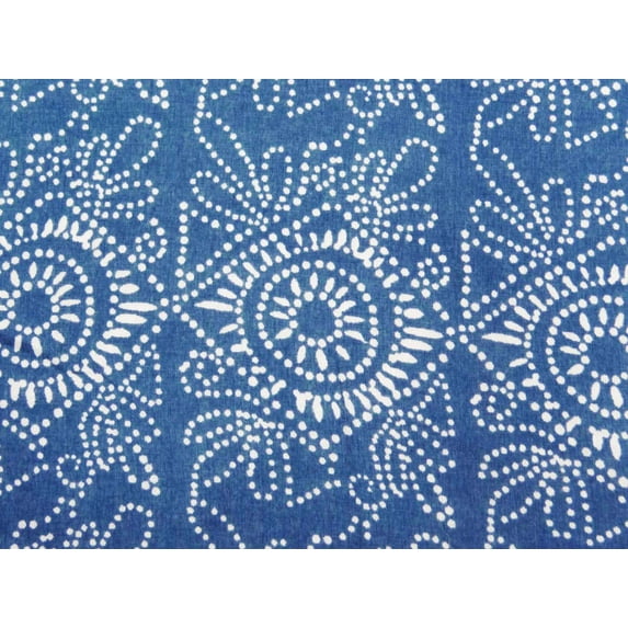 Blue Bandhani Printed Cotton Fabric Sewing Craft Material 42" Wide By The Yard
