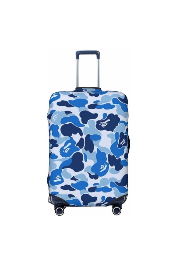 Blue Bape Camo Luggage Cover Approved Travel Suitcase Protector Elastic Washable Baggage Covers For 18-21 Inch Luggage