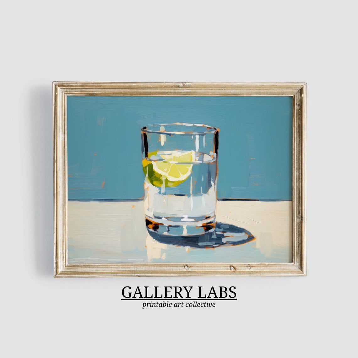Blue Bar Cart Painting Retro Kitchen Wall Art Able Print Alcohol Decor ...