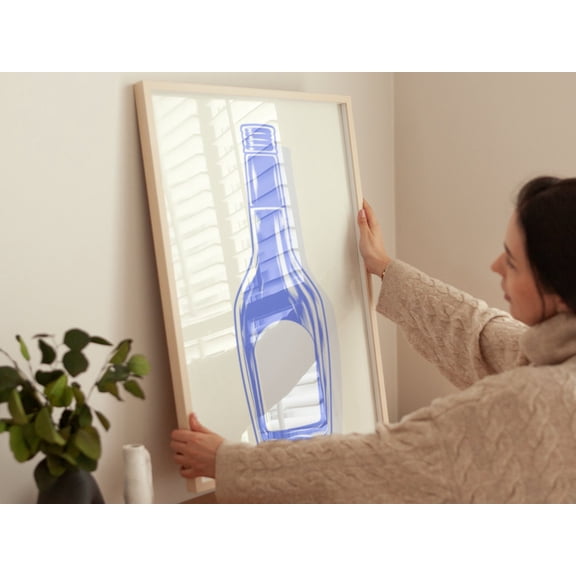 Blue Bar Cart Wall Art! Minimalist Modern Art, Boho&Minimalistdecor, Bar Art, Physical Poster Print Shipped To You! Wall Art, Modern Wall Decor, 16x24 UNFRAMED