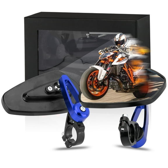 Blue Bar End Mirror of Motorcycle