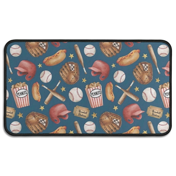Blue Baseball Stadium Pattern Door Rugs,Washable Non Slip Door Mats Indoor,Decorative Door Mats,Entry Mat Indoor for Entrance,Bedroom,Kitchen,Bathroom,30"x17"