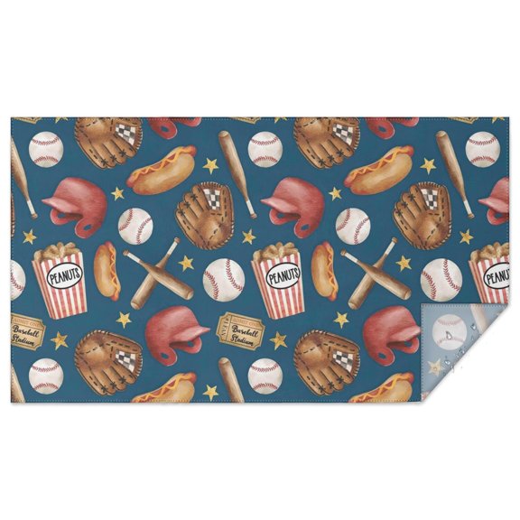 Blue Baseball Stadium Pattern Rectangle Tablecloth 60"x102",Waterproof Polyester Rectangle Table Cloth, Wipeable Spillproof Polyester Tablecloth for Dining, Camping, Indoor and Outdoor