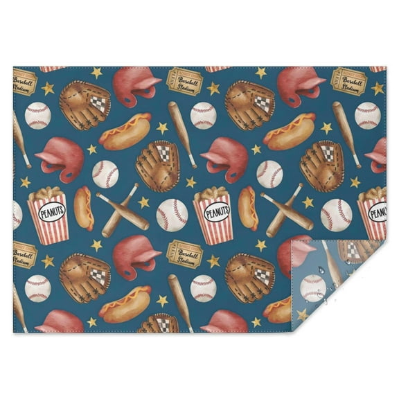 Blue Baseball Stadium Pattern Rectangle Tablecloth 60"x84",Waterproof Polyester Rectangle Table Cloth, Wipeable Spillproof Polyester Tablecloth for Dining, Camping, Indoor and Outdoor