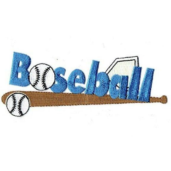 Blue Baseball Word - Bat/Base - Iron on Applique/Embroidered Patch