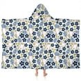 thumbnail image 1 of Blue Baseballs with Yellow Flowers Pattern Hooded Bath Towel，60"x35" for Ages 3 To 12 Kids, Quick Dry Lightweight Soft Microfiber Hood Beach Towel Cover Up for Kids, 1 of 7