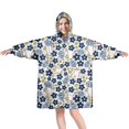 thumbnail image 1 of Blue Baseballs with Yellow Flowers Pattern Wearable Oversized Blanket,Wearable Blanket Hoodie for Adults,Cozy Hooded Blankets with Super Pockets,Super Warm Fuzzy Pullover for Women & Men, 1 of 6