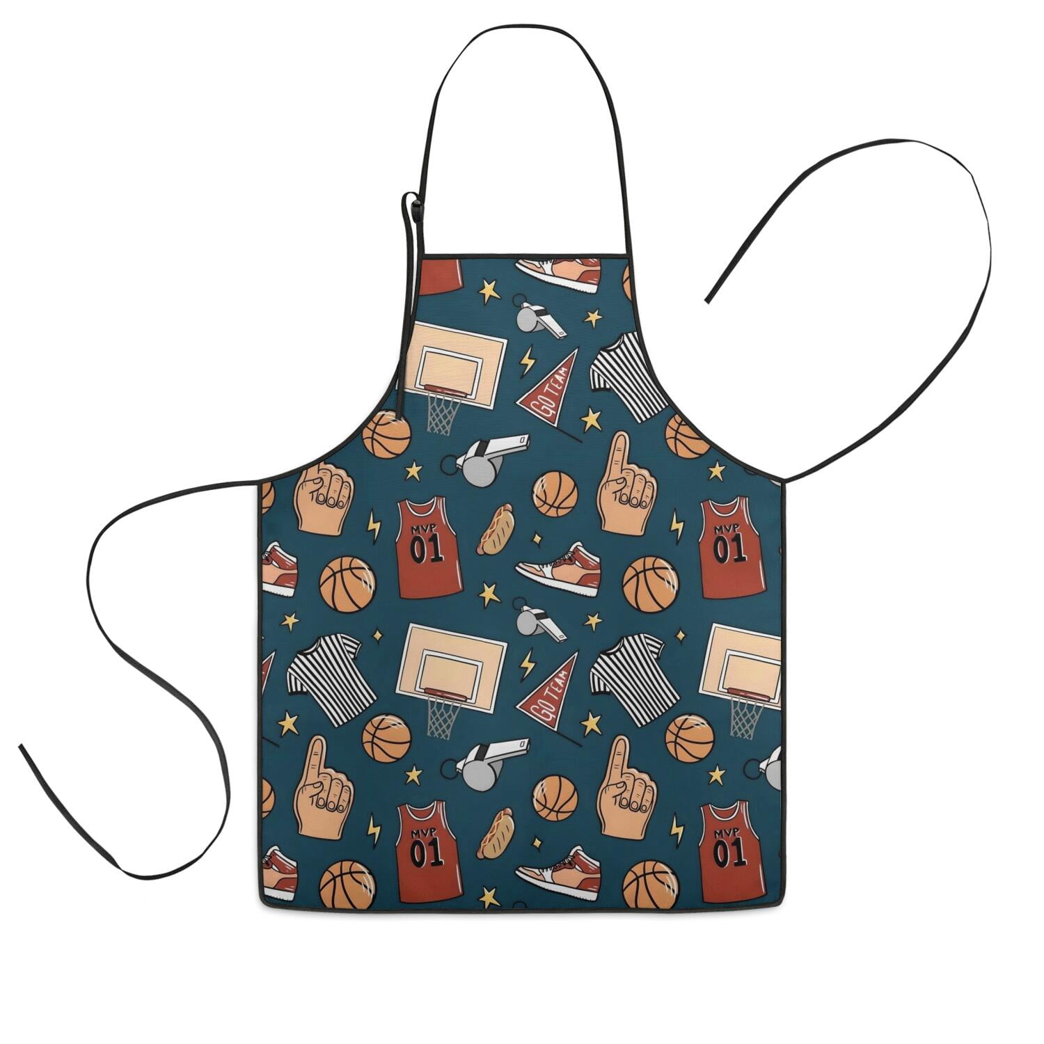 Blue Basketball Related Items Pattern Kids Aprons for Girls and Boys ...