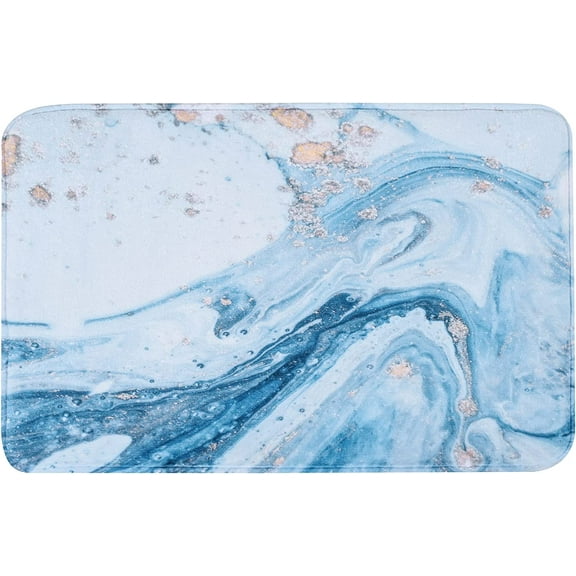 Blue Bath Mat, Marble Bathroom Rug, Abstract Bath Rug, Blue Marble Bathroom Rug, Bath Mats for Bathroom, 24''''X16''''