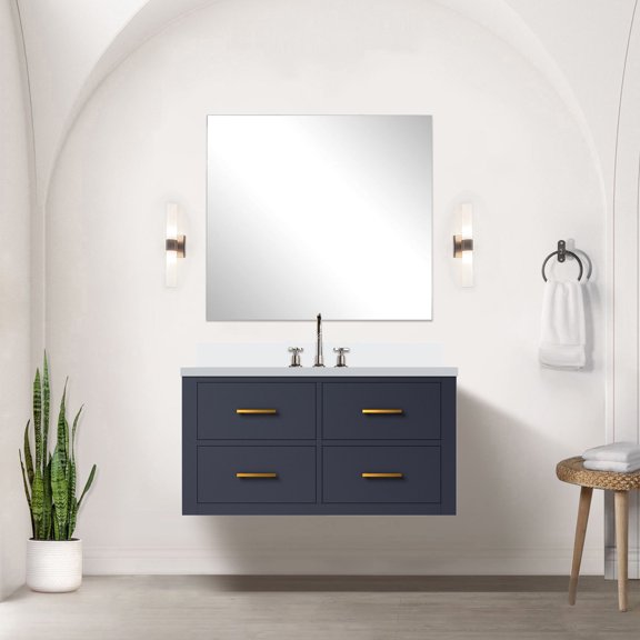 Blue Bath Vanity | Quartz Top and MDF Panels | Reliable and Attractive