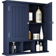 Blue Bathroom Wall Mounted, 2Door, 3 Open Shelves