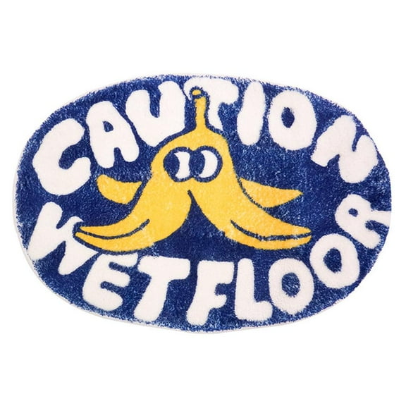 Blue Bathroom Carpet Cartoon Bath Rug The Caution Wetfloor Bath Rug C Hot! SALE K4I5