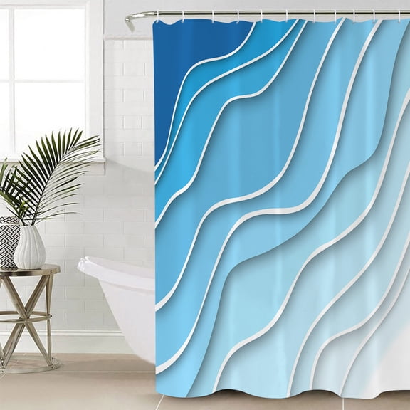 Blue, Bathroom Curtain 78 Inch Shower Curtain with Hooks, Modern Abstract Gradient Watercolor Ombre Waterproof Polyester Bath Curtain Washable Bathtub Curtain 36''x 78''