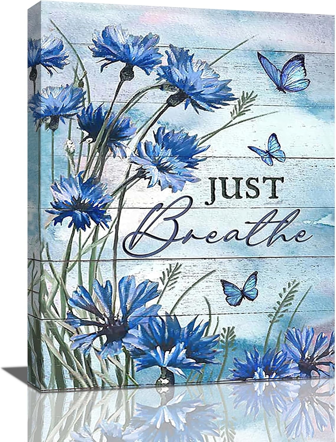 Blue Bathroom Decor Wall Art Blue Butterfly Flower Pictures Just ...