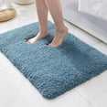 thumbnail image 1 of Blue Bathroom Rugs 36" × 24" Non Slip & Super Absorbent Extra Thick Soft, Washable Bath Mat for Floor, Microfiber Plush Shaggy Bath Rug with Rubber for Bathtub Shower Room Sink, 1 of 8