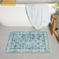 thumbnail image 1 of Blue Bathroom Rugs, Distressed Farmhouse Boho Bath Mat, Comfy Velvet Small Bath Rugs Non Slip Washable, Vintage Oriental Toilet Rug for Sink Shower Vanity, 17x27 inch, 1 of 6