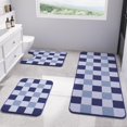 thumbnail image 1 of Blue Bathroom Rugs Sets 3 Pieces, Thick Absorbent Chenille Bath Mat Set Non Slip, Checkered Soft Shaggy Floor Carpet 48"x20"+16"x24"+U Shape 20"x24", for Bathroom, Bedroom, Tub, Living Room, 1 of 16