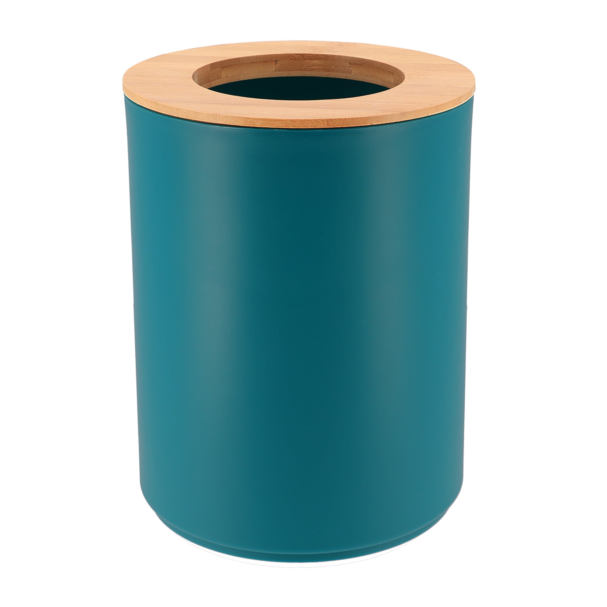 Blue Bathroom Trash Can Padang Bamboo Top 1.3 Gal Stylish and