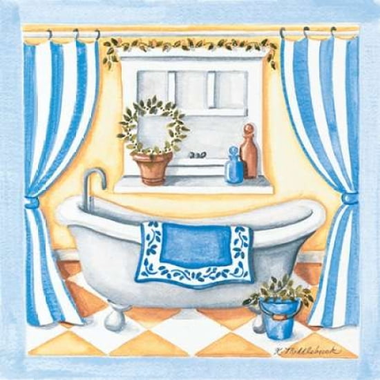 Blue Bathroom Tub Canvas Art - Kathy Middlebrook (24 x 24)