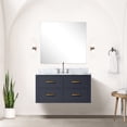 thumbnail image 1 of Blue Bathroom Vanity 36 In. W X 22 D, Marble Countertop, Included 34 Mirror, Soft Close, Wood & D For Bathroom, Top, Solid Materials, 1 of 3