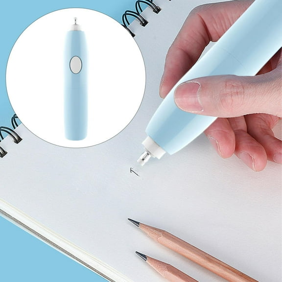 Blue Battery Operated Electric Eraser with 2 Eraser Sizes for Artists Drawing and Drafting