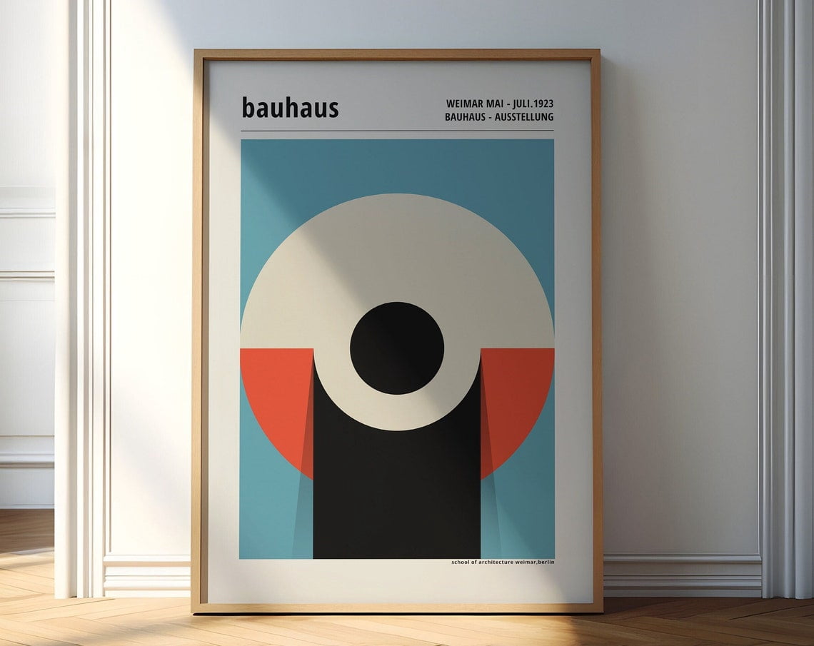 Blue Bauhaus Print Wall Art Poster - Mid Century Modern - Large Wall ...