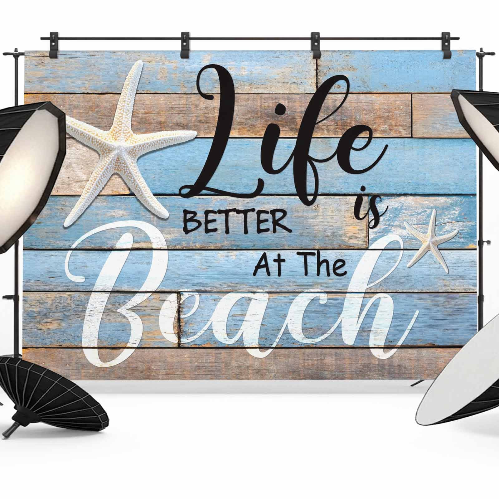 10x8ft photo backdrop, starfish coastal soft polyester... Blue Beach Backdrop for Photography,Fabric Photo Background Backdrop ...