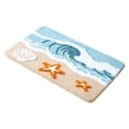 thumbnail image 1 of Blue Beach Bathroom Rugs, Soft Microfiber Washable Absorbent Quick Dry Bath Mat with Starfish Seashell, Waves Beach Shower Mat, Coastal Decor A, 1 of 6