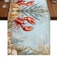 thumbnail image 1 of Blue Beach Coastal 90 Inch Table Runner, Beach Coral Shell Nautical Lobster Farmhouse Dresser Scarf Cotton & Linen Tablerunner for Dining/Kitchen Island/Holiday Party Décor 13" x 90", 1 of 9