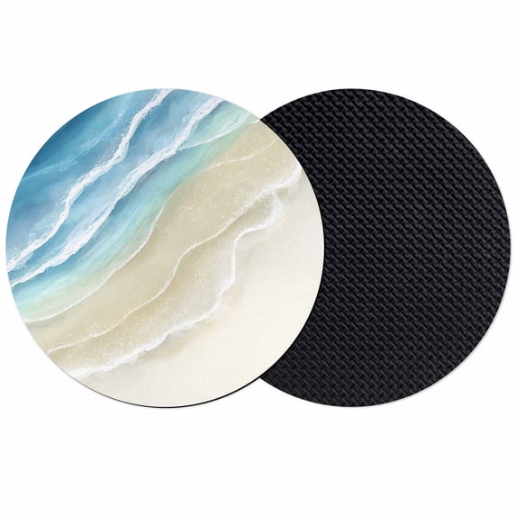 Blue Beach Coastal Coasters Set of 2, Absorbent Coasters for Drinks, Summer Ocean Nautical Seaside Coaster for Desk Coffee Table Protection, Home Decor House Warming Gifts 4"