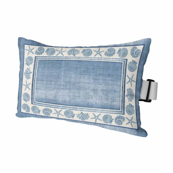 Blue Beach Coastal Outdoor Pillows for Chaise Lounge Chair Waterproof Lumbar Pillows with Insert&Strap Beach Headrest Pillow Summer Nautical Starfish Shell Coral Vintage Pool Pillow 11"x16"