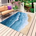 thumbnail image 1 of Blue Beach Coastal Outdoor Rug for Patio/Deck/Porch, Non-Slip Large Area Rug 3 x 5 Ft, Summer Nautical Seaside Ocean Indoor Outdoor Rugs Washable Area Rugs, Reversible Camping Rug Carpet Runner, 1 of 8