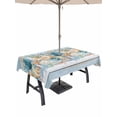 thumbnail image 1 of Blue Beach Coastal Outdoor Tablecloth - 54x80 Inch Rectangle Dining Table Cover, Nautical Shell Starfish Coral Summer Waterproof Outdoor Table Cloth with Umbrella Hole & Zipper for Picnic/Patio/Party, 1 of 7
