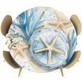 thumbnail image 1 of Blue Beach Coastal Round Tablecloth 55-60 Inch Round Fitted Table Cloth with Elastic Edge, Summer Starfish Nautical Shell Waterproof Table Cover Protector for Outdoor Picnic Party Dining, 1 of 6