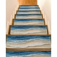 thumbnail image 1 of Blue Beach Coastal Stair Treads for Wooden Steps Indoor Runner Rug Carpet, Nautical Seaside Ocean Beige 15 Pieces Peel and Stick Staircase Step Treads Covers Washable Throw Door Mats, 30"x8", 1 of 5